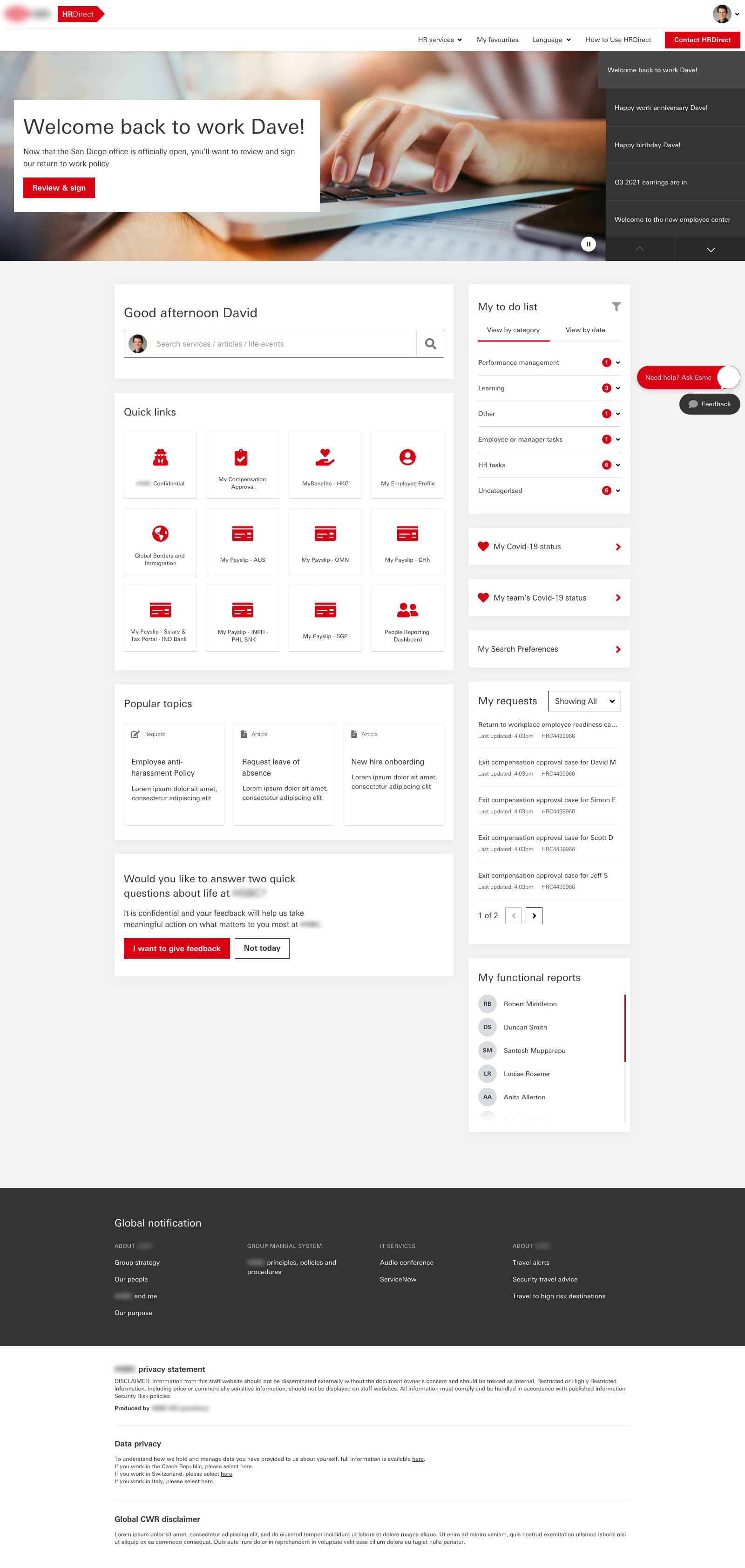 ServiceNow HR Showcase - Global Bank - Monochrome
