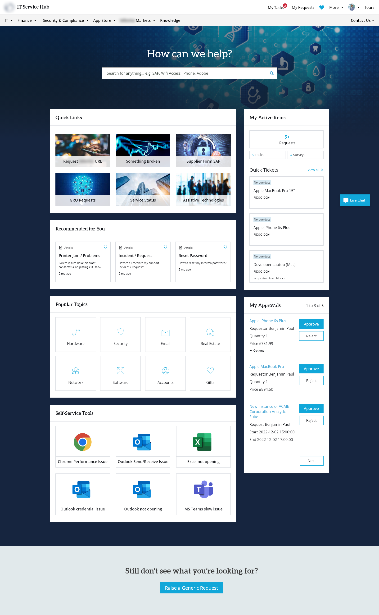 ServiceNow Customer Portal - Showcase - IT Service Hub - Media - Monochrome