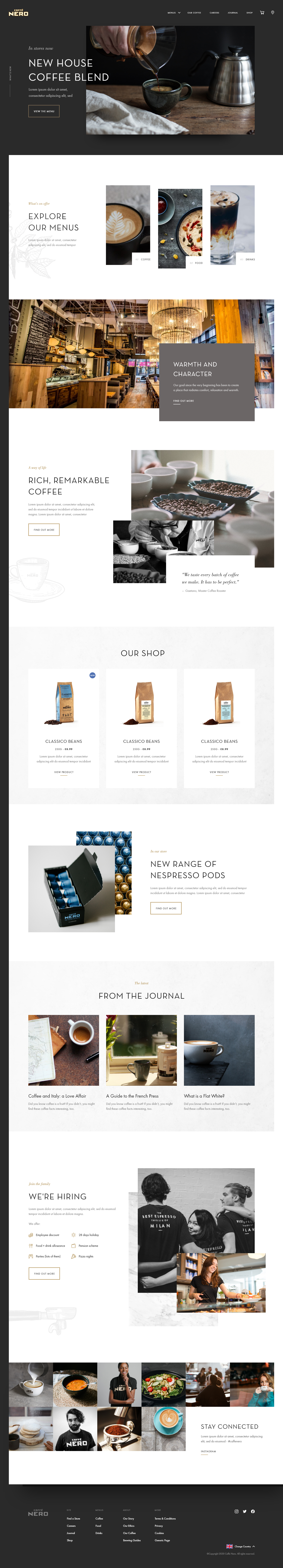 ServiceNow Customer Portal Nero Food and Beverage Coffee Shop Chain Concept by Monochrome